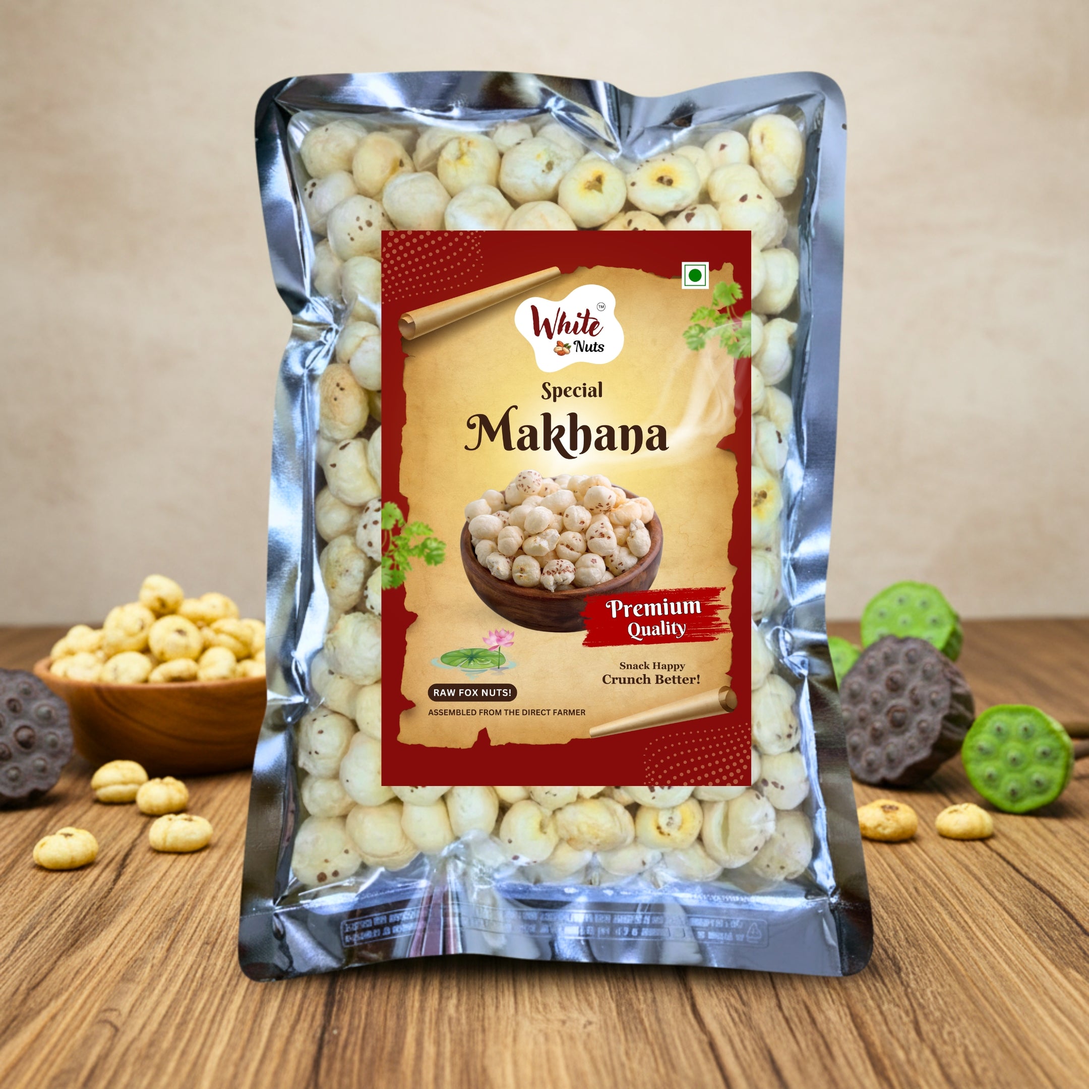 White Nuts Premium High Protein Makhana (FOXNUT) 200 gm