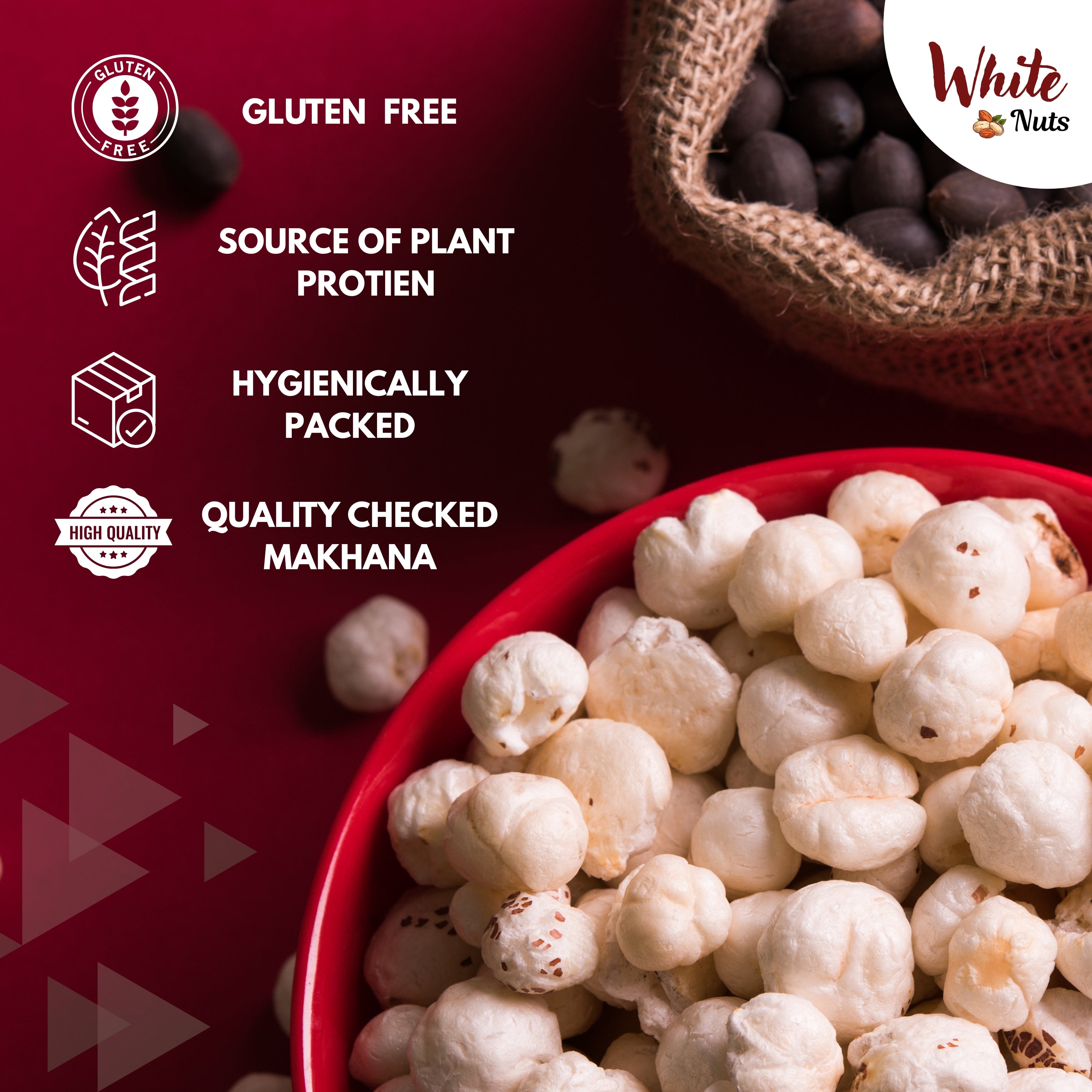 White Nuts Premium High Protein Phool Makhana 200 gm (Pack of 2)