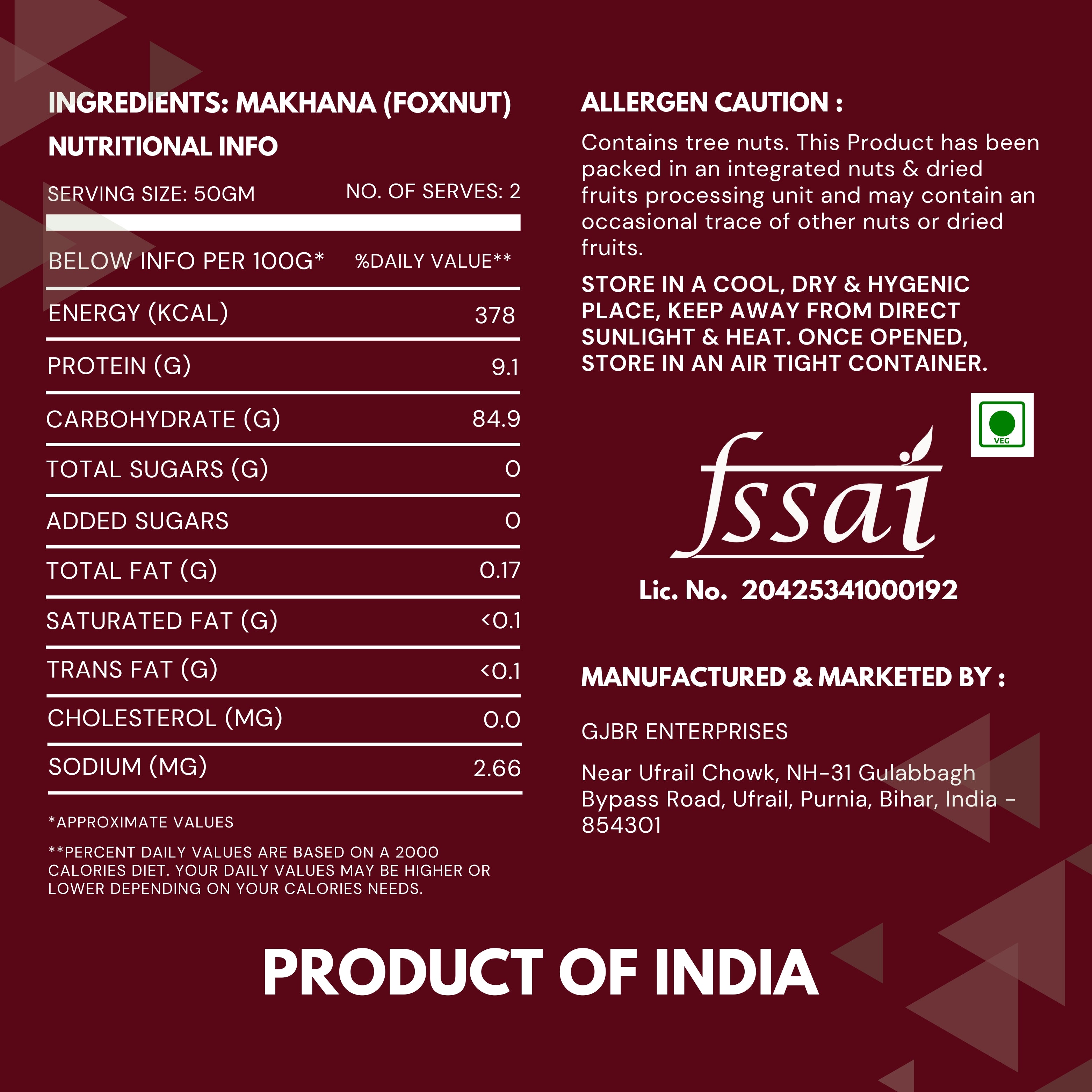 White Nuts Premium Jumbo Size Phool Makhana 200 gm (Pack of 2)