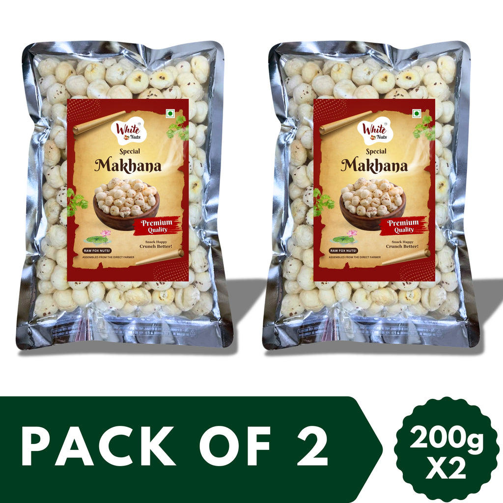 White Nuts Premium Jumbo Size Phool Makhana 200 gm (Pack of 2)
