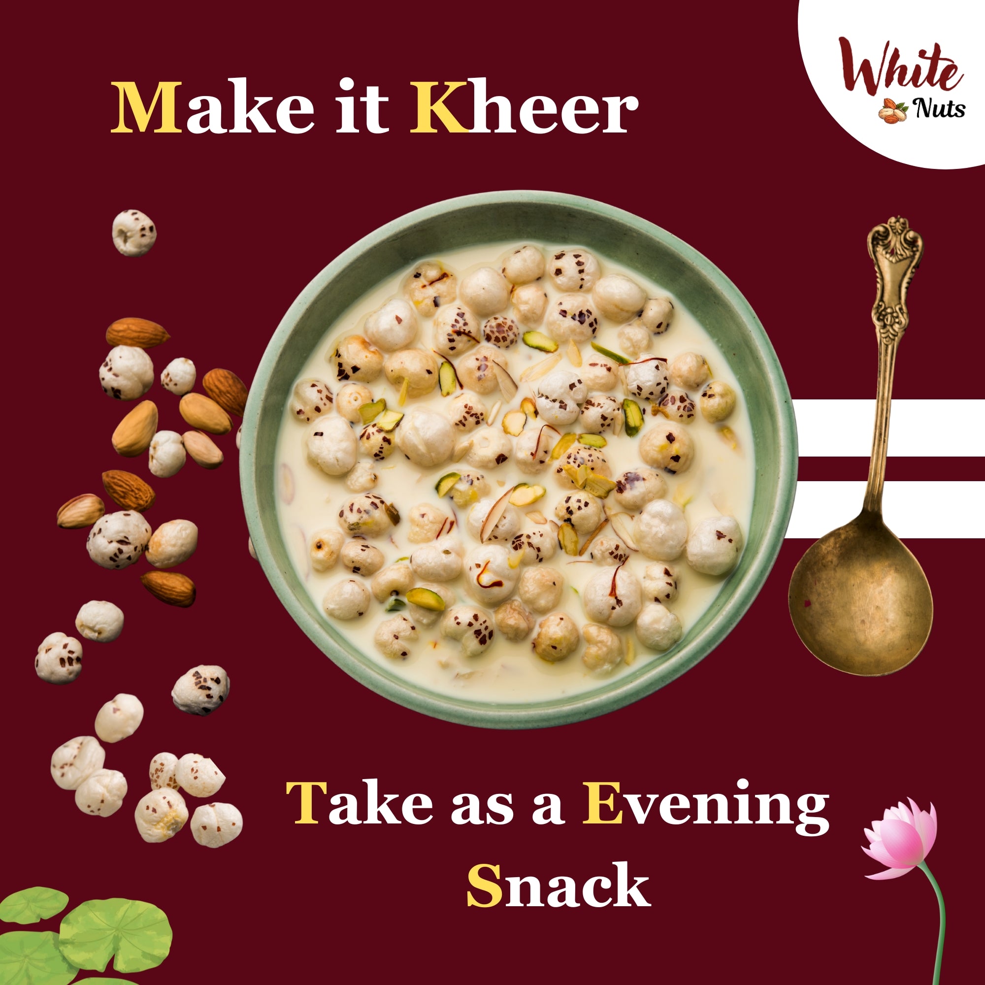 White Nuts Premium Jumbo Size Phool Makhana 200 gm (Pack of 2)